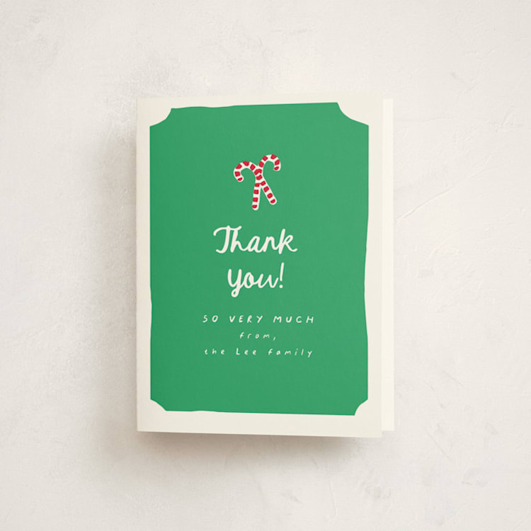 "Candycanes" - Party Thank You Cards in Greenery by AK Graphics - Front