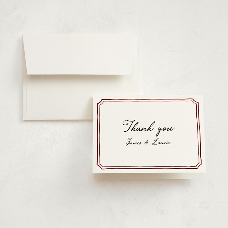 "Handwritten" - Party Thank You Cards in Wine by Cass Loh - Front