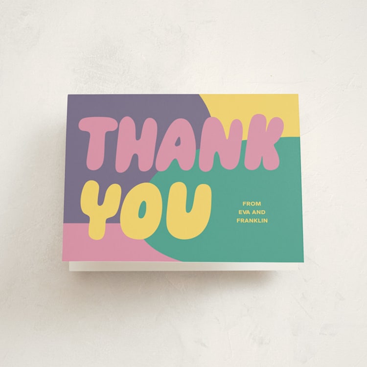 "Colorful Party" - Party Thank You Cards in Rainbow by Kristin Oliversen - Front