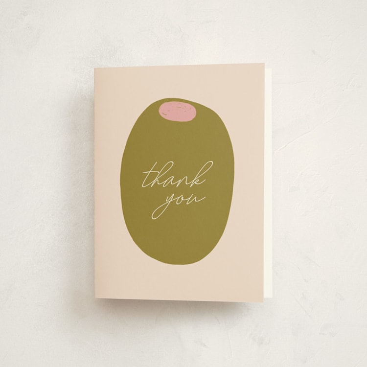 "Olive" - Party Thank You Cards in Olive by Sierra Lee - Front