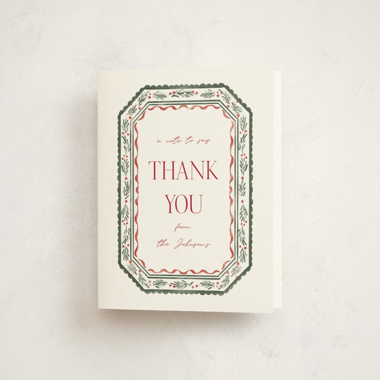 "festive framework" - Party Thank You Cards in Evergreen by Rebecca Durflinger - Front