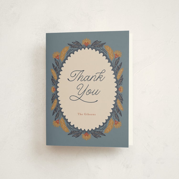 "Autumn Harvest" - Party Thank You Cards in Slate Gray by Cindy Reynolds - Front
