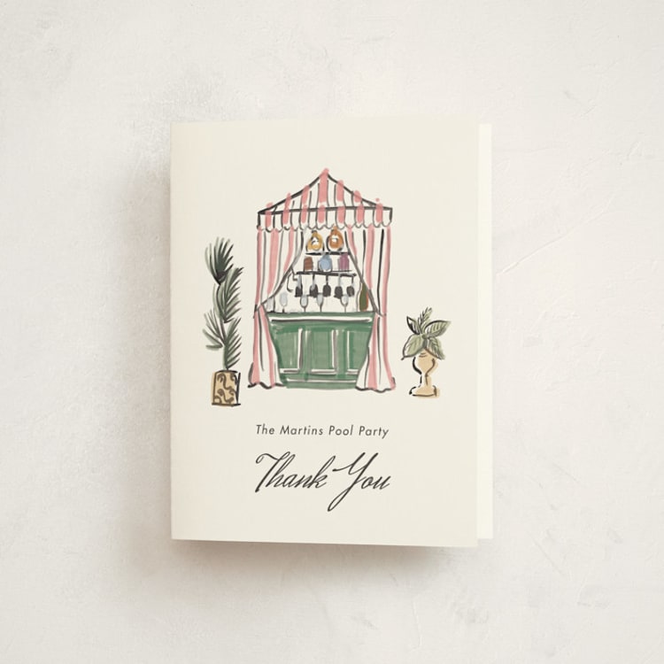 "Poolside Cocktails" - Party Thank You Cards in Peony by Becky Nimoy - Front