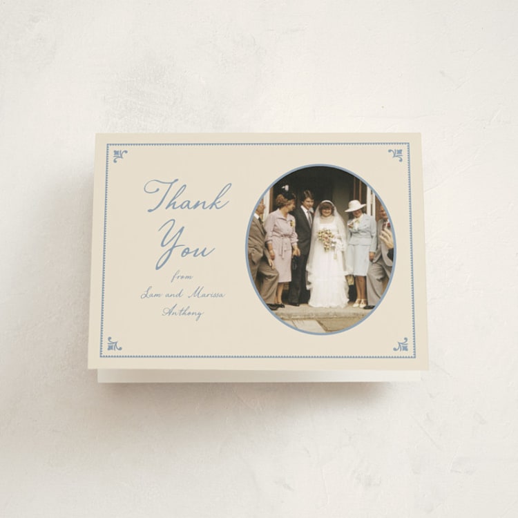 "Timeless love" - Party Thank You Cards in Dusty Blue by Stacey Meacham - Front