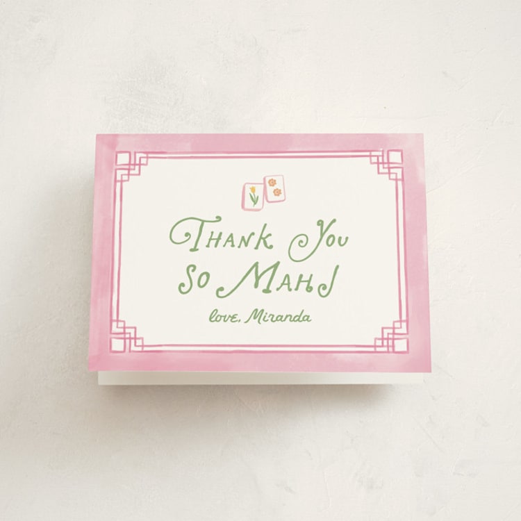 "Tiles and tinis" - Party Thank You Cards in Flamingo by Creo Study - Front
