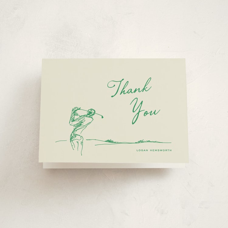 "Golf Sketch" - Party Thank You Cards in Evergreen by Stacey Meacham - Front