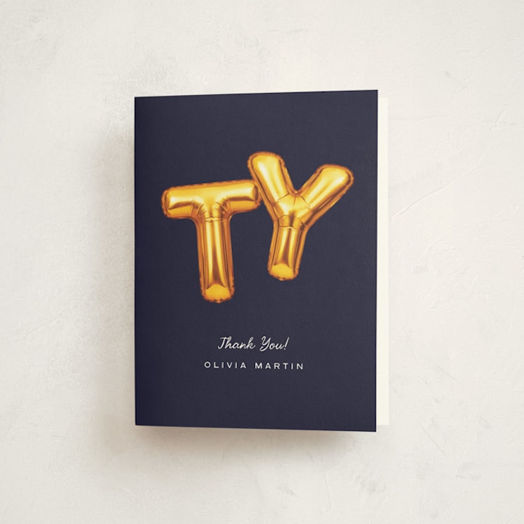 "Big 50" - Party Thank You Cards in Navy by Ilene Guy - Front