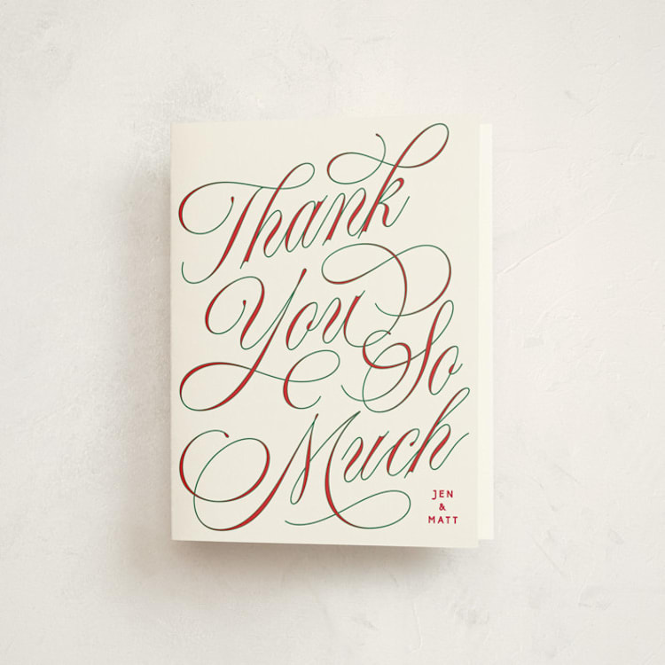 "Festive Outlines" - Party Thank You Cards in Snow by Owl and Toad - Front