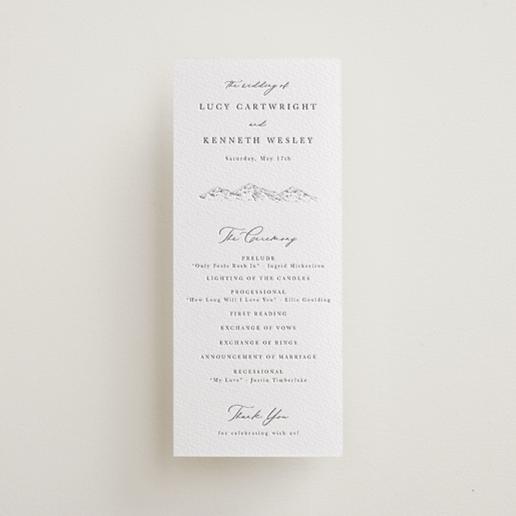 "Mountainview" - Letterpress Long Programs in Graphite by Sarah Brown - Front