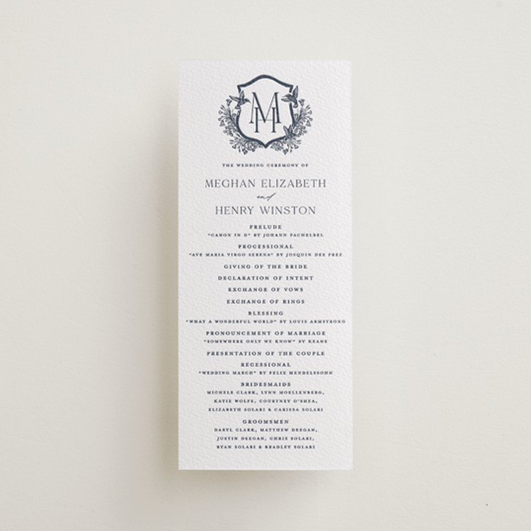 "Hummingbird Botanicals" - Letterpress Long Programs in Night Sky by Erin Deegan - Front