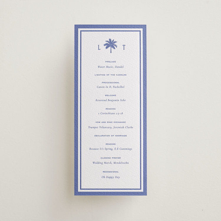 "preston" - Letterpress Long Programs in Bluebell by Sara Hicks Malone - Front