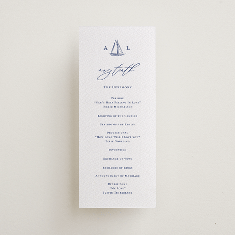 "Mariner" - Letterpress Long Programs in Lapis by Jelena Vuletic - Front