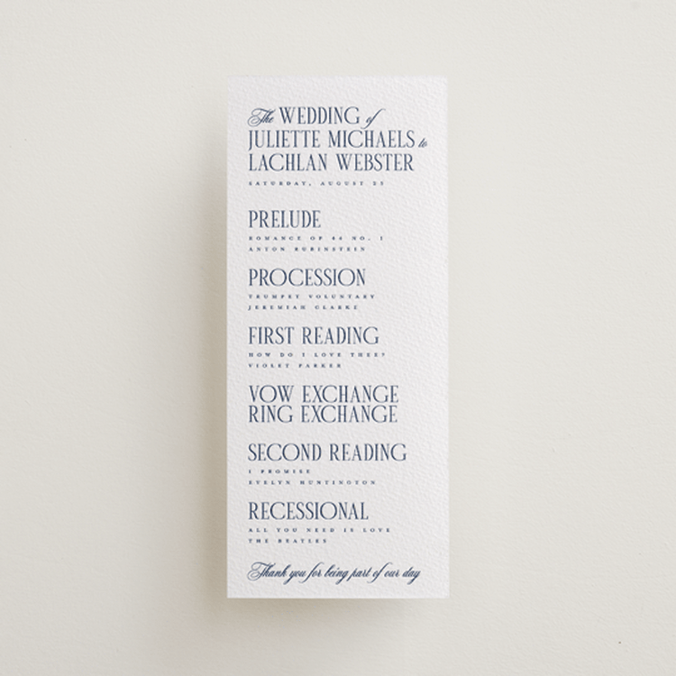 "London" - Letterpress Long Programs in Blueberry by Hudson meet Rose - Front