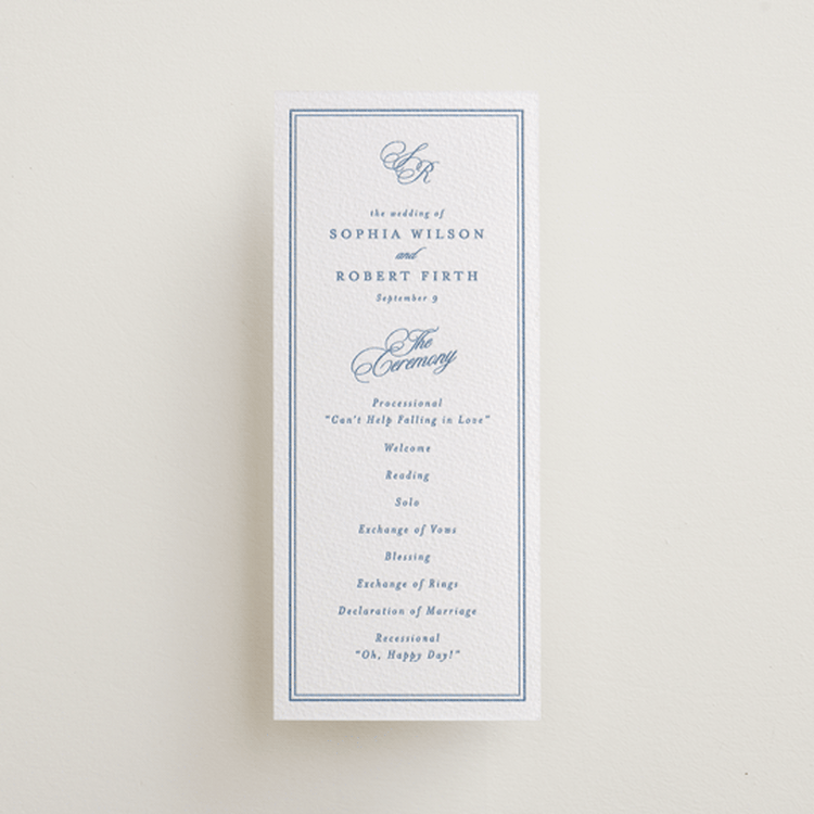 "POSH" - Letterpress Long Programs in Pacific Blue by Creo Study - Front