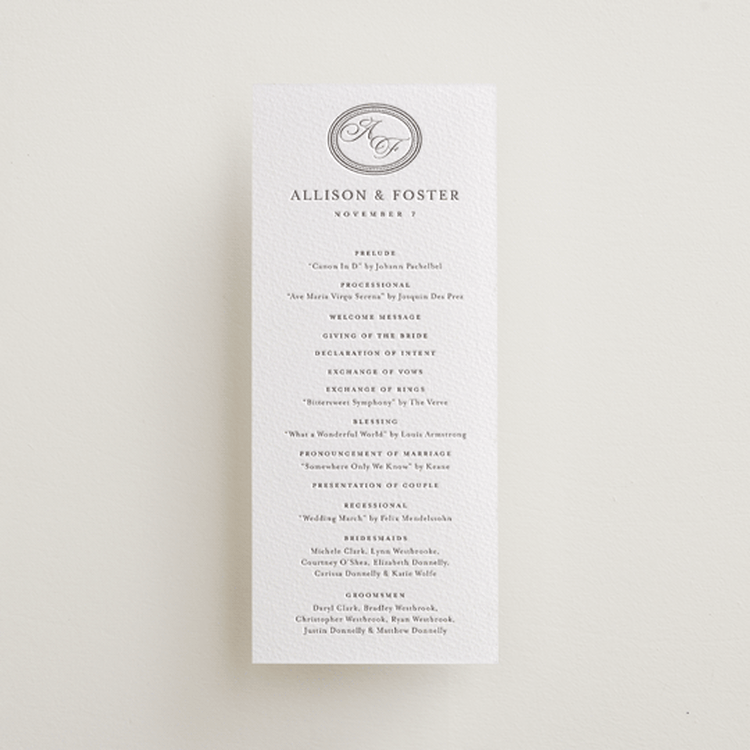 "Haverly" - Letterpress Long Programs in Graphite by Jessica Williams - Front