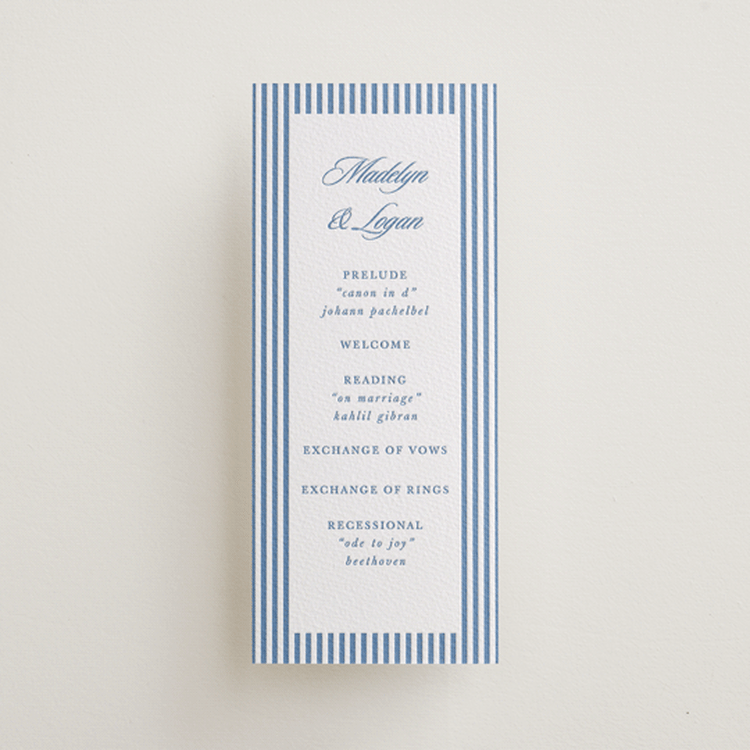 "Catamaran" - Letterpress Long Programs in Pacific Blue by Morgan Kendall - Front