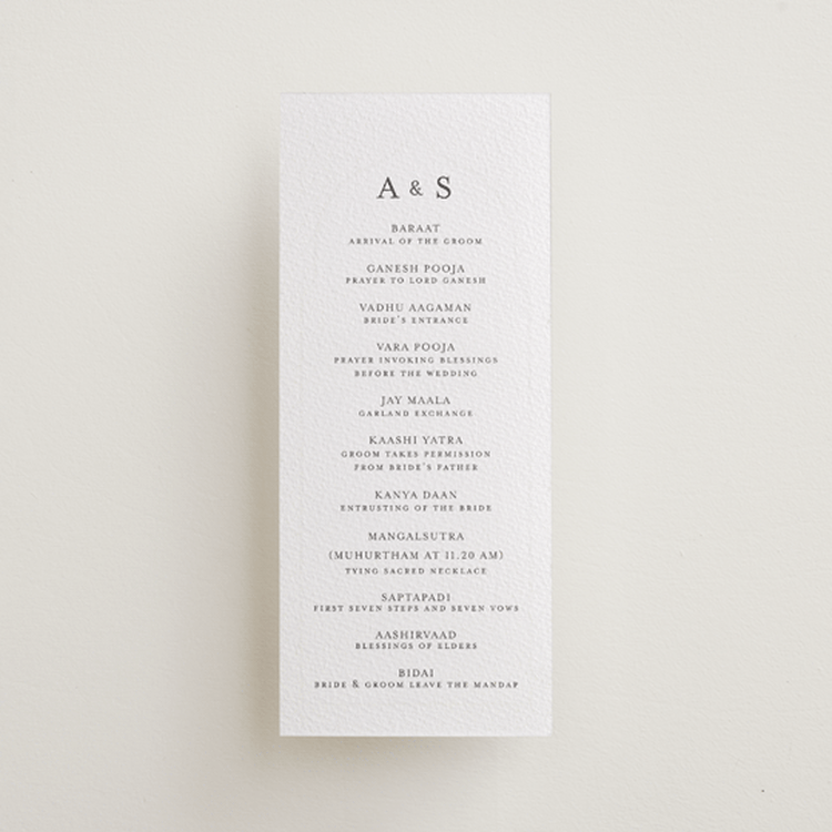 "Kamal" - Letterpress Long Programs in Soft Black by Oma N. Ramkhelawan - Front