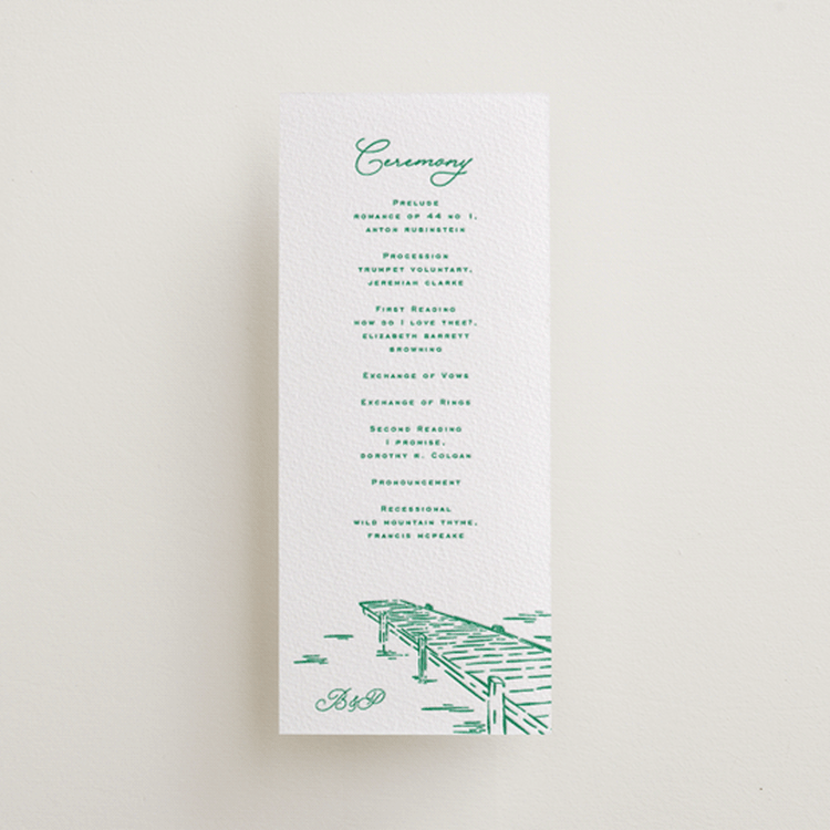 "Lakeview" - Letterpress Long Programs in Racing Green by Claudia Orengo - Front