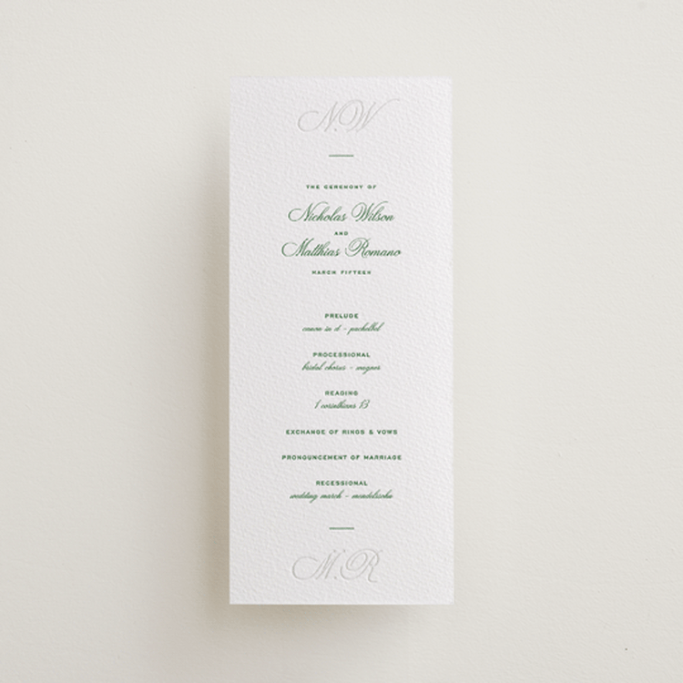 "Keepsake" - Letterpress Long Programs in Fern by Blustery August - Front
