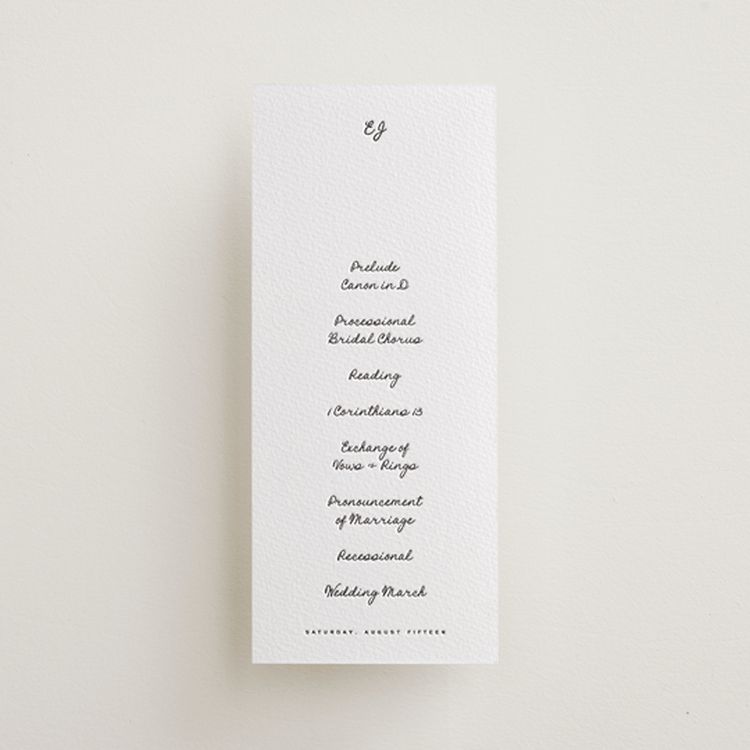 "Lover's Lantern" - Letterpress Long Programs in Soft Black by Blustery August - Front