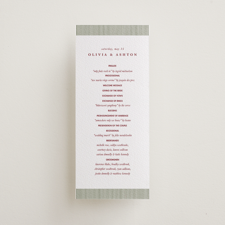 "Classic Cherries" - Letterpress Long Programs in Maraschino by Charter Oaks Creative - Front
