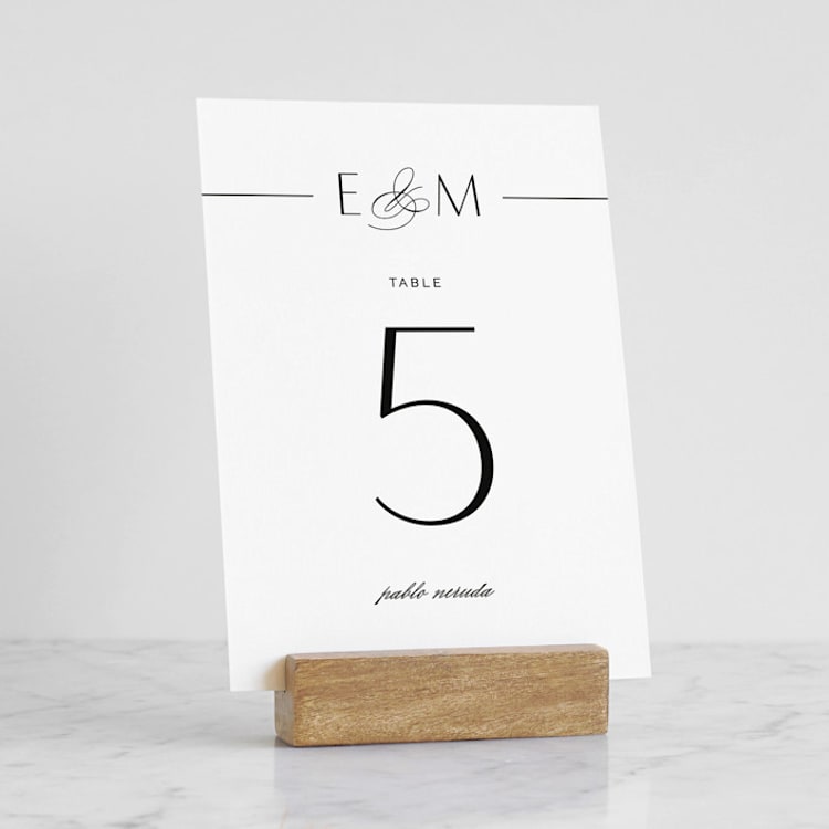 "Wood Block" - Place Card Holders in Dark by Minted - With Sign