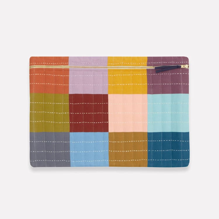 "Large Checkered Laptop Case - Mosaic" - Tote Bag in multicolor by Anchal