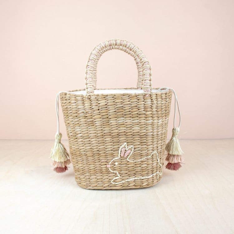 "Mini Tote Bag with Embroidered Bunny" - Tote Bag in natural by LIKHA