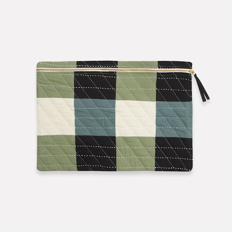 "Medium Checkered Laptop Case - Sage" - Tote Bag in green by Anchal