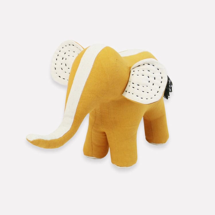 "Handmade Elephant Stuffed Animal - Mustard" - Toys in yellow by Anchal