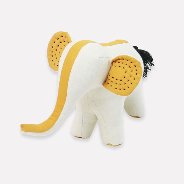 "Handmade Elephant Stuffed Animal - Bone" - Toys in white by Anchal