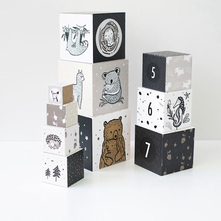 "Wee Gallery Nesting Blocks - Baby Animals" - Toys in multicolor by Wee Gallery