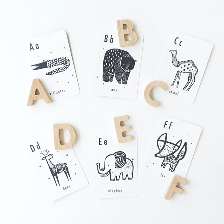 "Wee Gallery Bamboo Alphabet and Animal Alphabet Cards" - Toys in multicolor by Wee Gallery