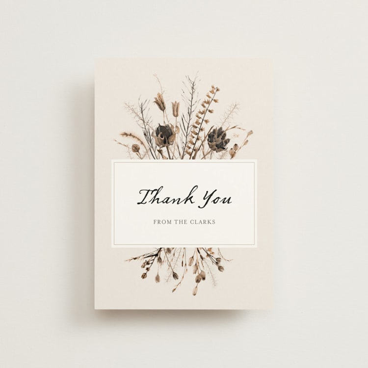 "Gone To Seed" - Wedding Thank You Postcards in Taupe by Honeybunch Studio - Front