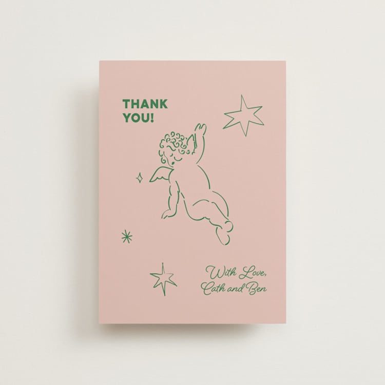 "Crazy Little Thing Called Love" - Wedding Thank You Postcards in Avocado by Helena Vitto - Front