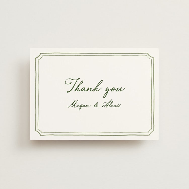 "Handwritten" - Wedding Thank You Postcards in Moss by Cass Loh - Front