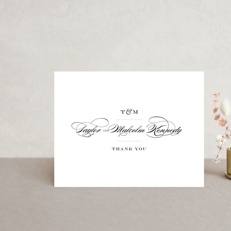 "Charming Go Lightly" - Wedding Thank You Postcards in Crisp Black by danielleb - Front
