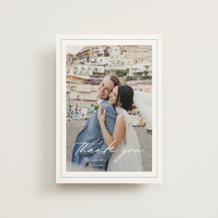 "Modern Air" - Wedding Thank You Postcards in Dusty Blue by Stacey Meacham - Front