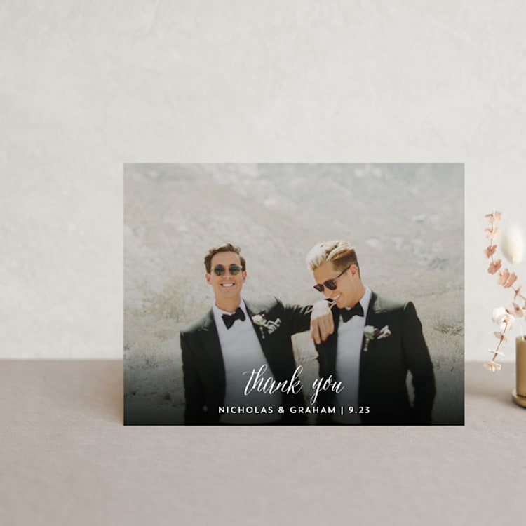"Cacti" - Wedding Thank You Postcards in Rose Crystal by Cass Loh - Front