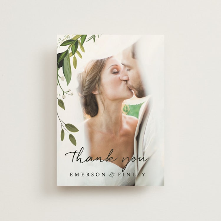 "Vines of Green" - Wedding Thank You Postcards in Fern by Susan Moyal - Front