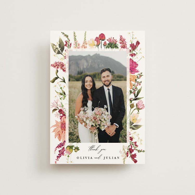 "Lush" - Wedding Thank You Postcards in Magenta by Susan Moyal - Front