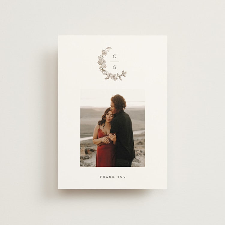 "Daphne" - Wedding Thank You Postcards in Sepia by Itsy Belle Studio - Front