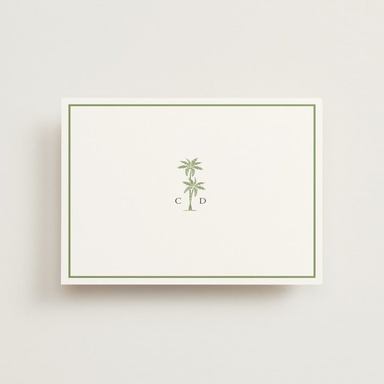 "Palm Monogram" - Wedding Thank You Postcards in Leaf by Olivia Raufman - Front