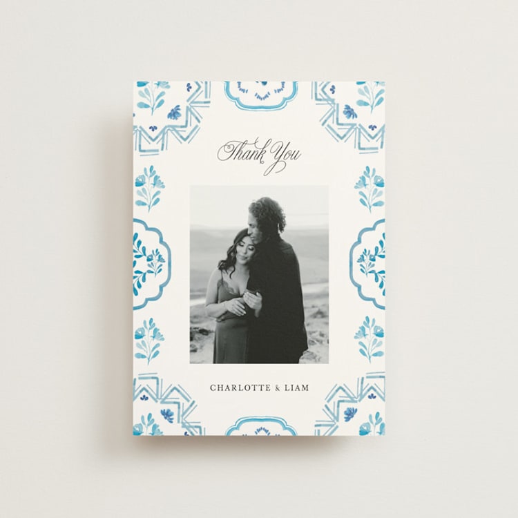 "Almafi" - Wedding Thank You Postcards in Cerulean by Itsy Belle Studio - Front