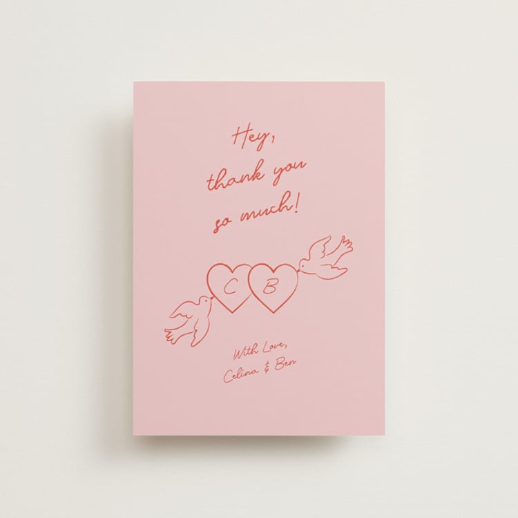 "The Bird Song" - Wedding Thank You Postcards in Peach by Helena Vitto - Front