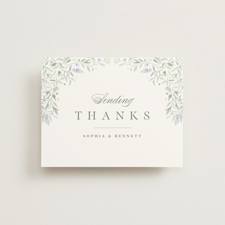 "Delicate Vines" - Wedding Thank You Postcards in Periwinkle by Kristen Smith - Front