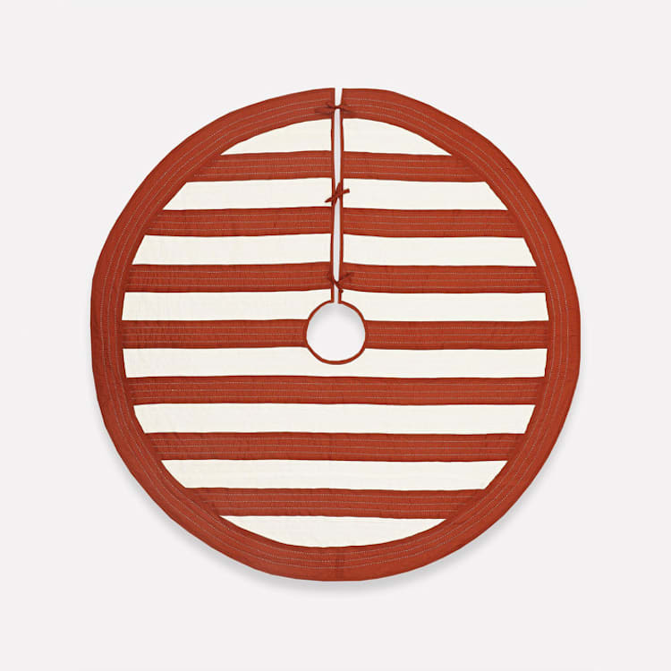 "Striped Tree Skirt" - Tree Skirts in red by Anchal