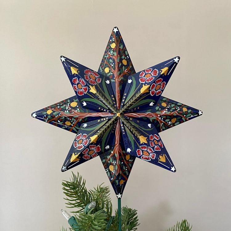 Navy Woodland Tree Topper by Emily Morris