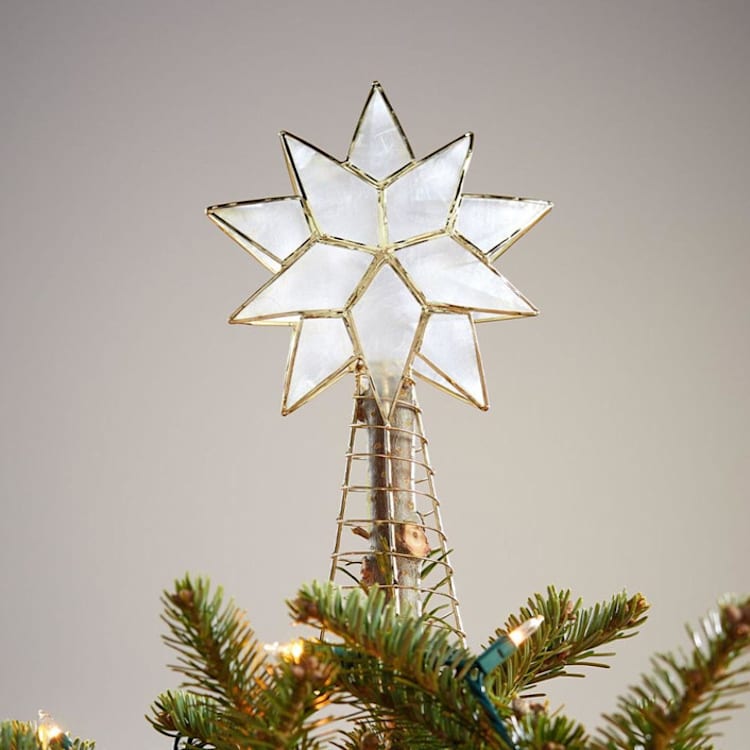 Small Gold Capiz Shell Star Tree Topper by Aahlada Chennupati