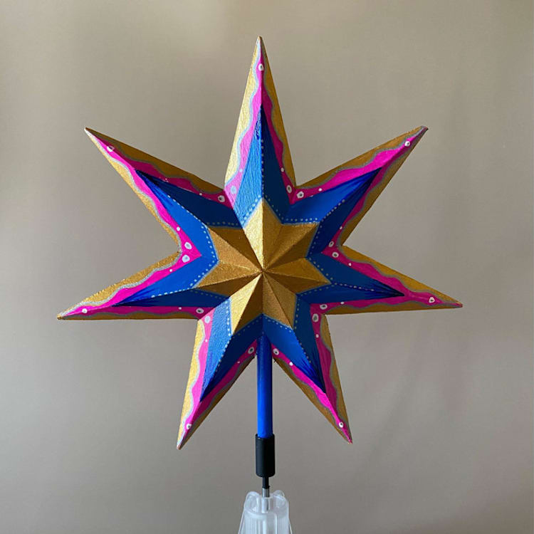 "Pink and Blue Tree Topper" - Tree Toppers in multicolor by Emily Morris